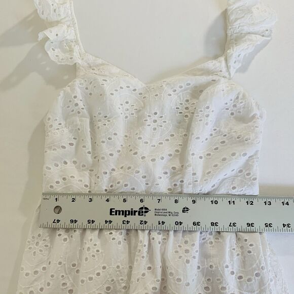 Sincerely Jules Midi Eyelet Dress M White Tiered Coquette Beach Cottagecore Trad - Picture 10 of 11
